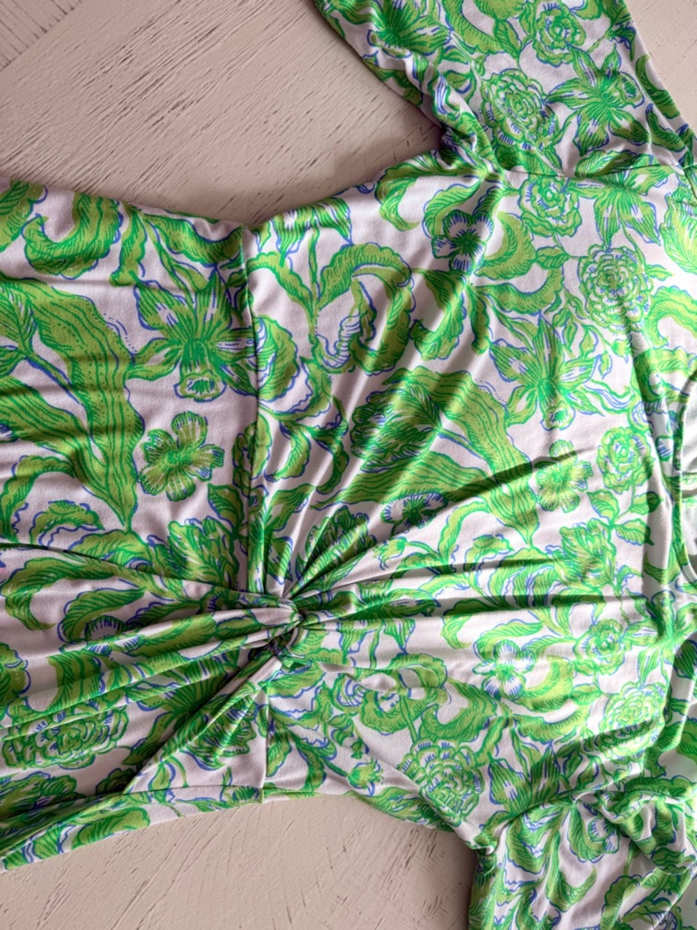 Lilly Pulitzer White Dress with bright green and blue print - Picture 3 of 7